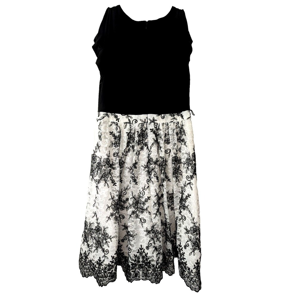 Chetta B Women Black White Floral Lace Fit Flare A-Line Party Cocktail See Notes